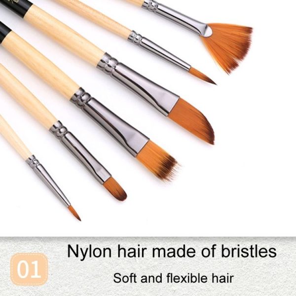 ZHU TING 18pcs / Set Two Color Nylon Bristle Paintbrush Set Painting Watercolor Brushes With Cloth Bag (Black Rod) - Image 5