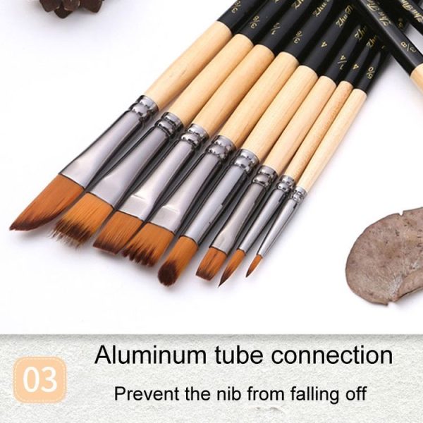 ZHU TING 18pcs / Set Two Color Nylon Bristle Paintbrush Set Painting Watercolor Brushes With Cloth Bag (Black Rod) - Image 7