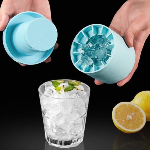 Cylindrical Silicone Ice Cube Cup Ice Making Mold (Yellow) - Image 6