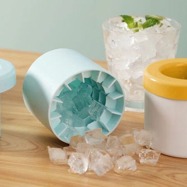 Cylindrical Silicone Ice Cube Cup Ice Making Mold (Yellow) - Image 7