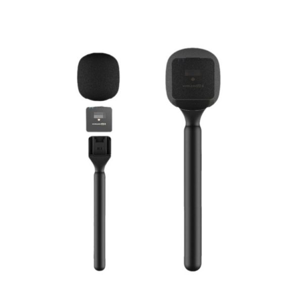 Microphone Interview Handle For DJI Mic / Moma / Rode Wireless Go / Relacart (Black)