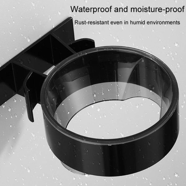 Bathroom Hair Dryer Shelf No-Punch Wall Mounted Storage Rack, Color: Black - Image 5