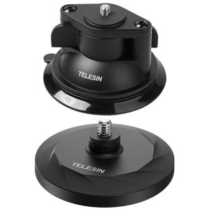 TELESIN Magnetic Base With 1 / 4 Inch Interface for DJI Pocket 3 / Insta360 Camera & Smart Phones With Suction Cup Base Set