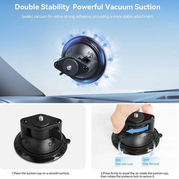 TELESIN Magnetic Base With 1 / 4 Inch Interface for DJI Pocket 3 / Insta360 Camera & Smart Phones With Suction Cup Base Set - Image 10