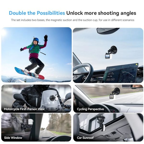 TELESIN Magnetic Base With 1 / 4 Inch Interface for DJI Pocket 3 / Insta360 Camera & Smart Phones With Suction Cup Base Set - Image 11