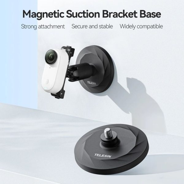 TELESIN Magnetic Base With 1 / 4 Inch Interface for DJI Pocket 3 / Insta360 Camera & Smart Phones With Suction Cup Base Set - Image 4