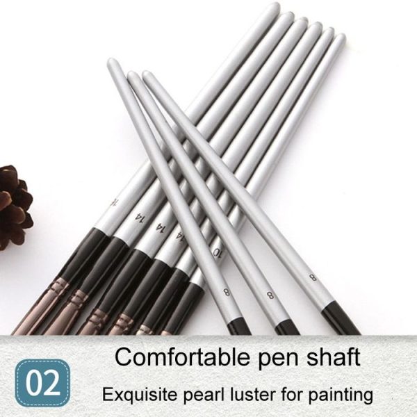 ZHU TING 24pcs / Set Nylon Bristle Paintbrush Set Painting Watercolor Brushes With Cloth Bag (White Rod) - Image 5