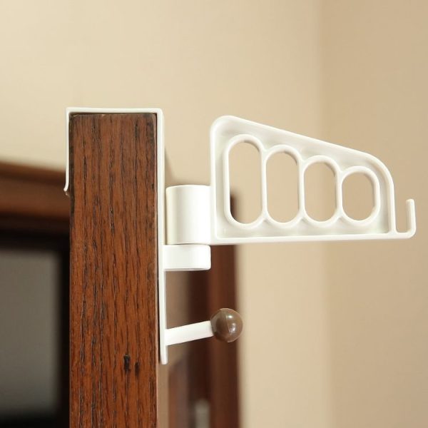 Rotating Clothes Hook Behind Bathroom Door Door-mounted Hanging Coat Rack (White) - Image 2