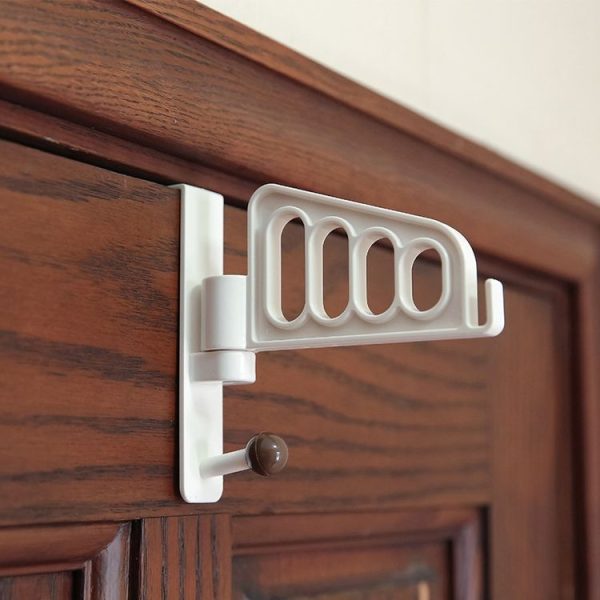 Rotating Clothes Hook Behind Bathroom Door Door-mounted Hanging Coat Rack (White) - Image 6
