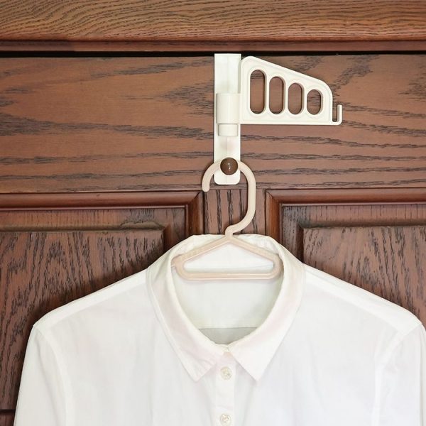 Rotating Clothes Hook Behind Bathroom Door Door-mounted Hanging Coat Rack (White) - Image 8