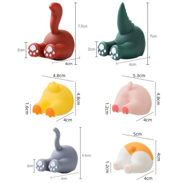 Cartoon Animal Punch-free Hook Traceless Plug Holder Bathroom Cute Toothbrush Hanger, Spec: Dinosaur Tail - Image 2