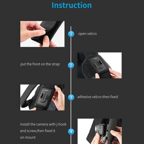 TELESIN Backpack Shoulder Strap Bracket Mount for GoPro Hero / Insta360 / SJCAM / DJI Action Accessories, Spec: Only Strap Mount - Image 10