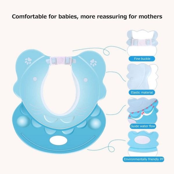 Baby Shampoo Waterproof Ear Protection Adjustable Shower Cap (Pink) - Image 3