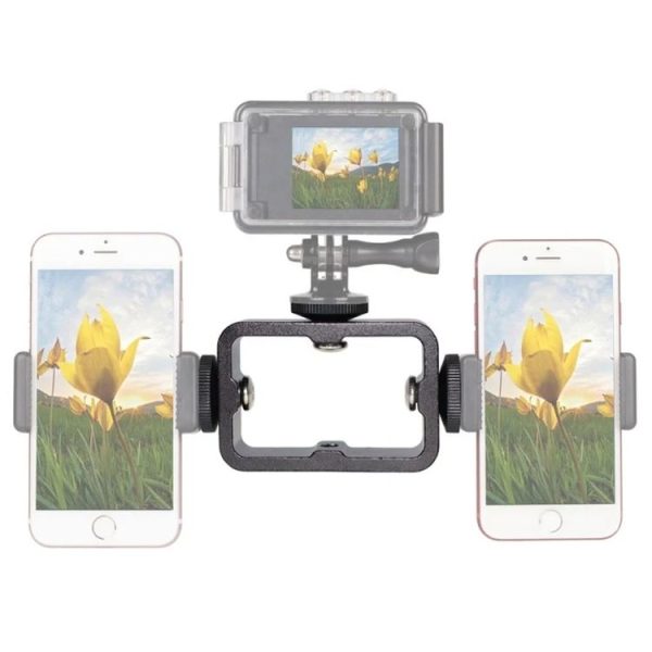 Multi-Device Tripod Mount Adapter Live Broadcast Bracket Mobile Phone Clip Holder (Triple Head Circle) - Image 2