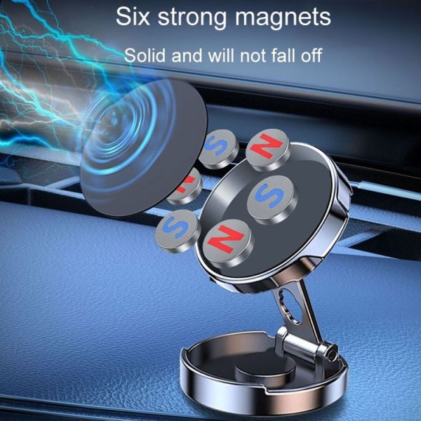 Magnetic Car Phone Holder Automobile Rotatable Multifunctional Folding Stands (Black) - Image 4
