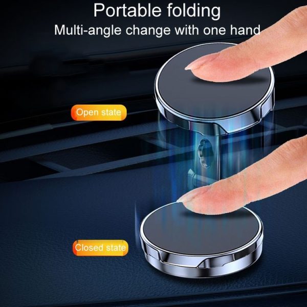 Magnetic Car Phone Holder Automobile Rotatable Multifunctional Folding Stands (Black) - Image 6