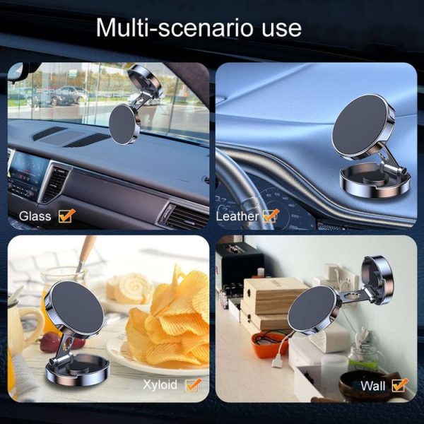 Magnetic Car Phone Holder Automobile Rotatable Multifunctional Folding Stands (Black) - Image 8