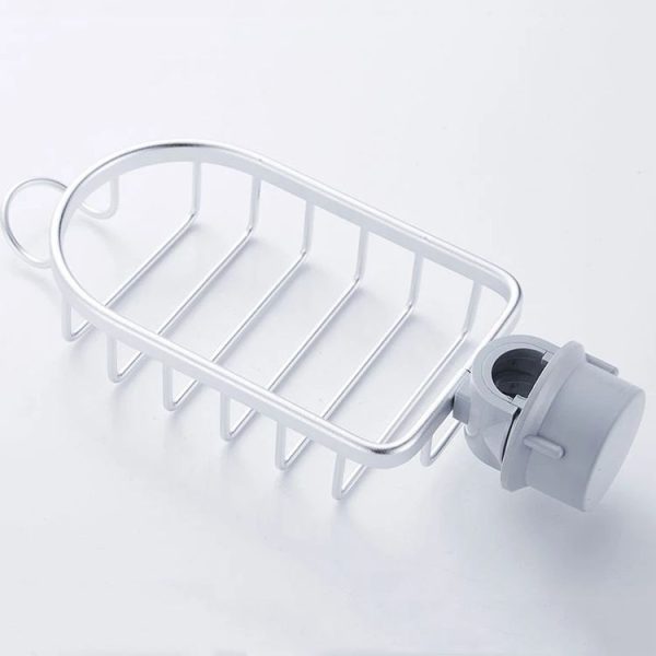 Kitchen Faucet Shelf No-Punch Sink Rag Drainage Basket Sponge Drainage Storage Rack, Style: A Silver