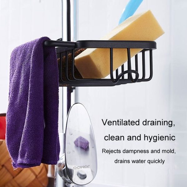 Kitchen Faucet Shelf No-Punch Sink Rag Drainage Basket Sponge Drainage Storage Rack, Style: A Silver - Image 5