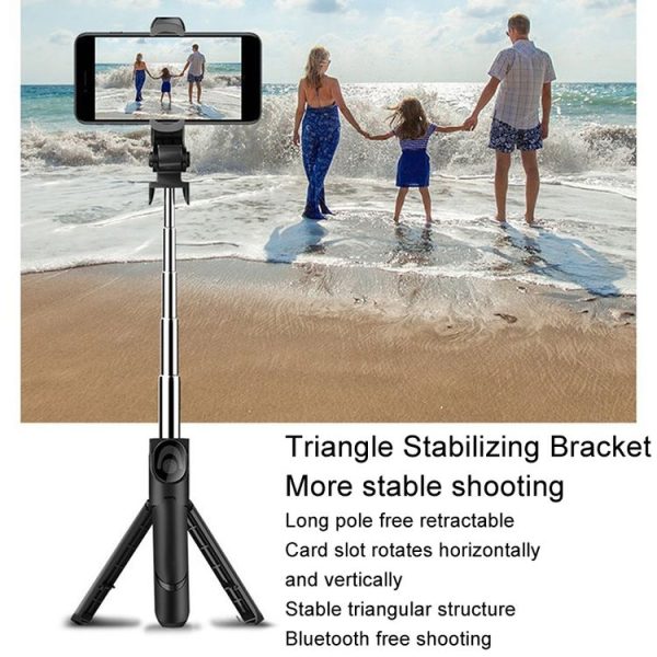 XT09 Live Cell Phone Tripod Selfie Stick Bracket Bluetooth Selfie Stick (Black) - Image 6