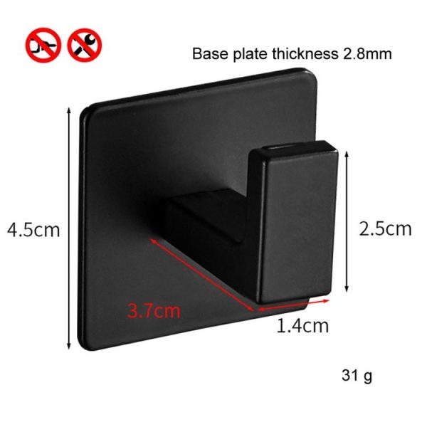 Thickened Solid Hooks Toilet Clothes Hooks Aluminum Free Perforation Wall Clothes Hat Hanger, Model Number: 9524 - Image 3