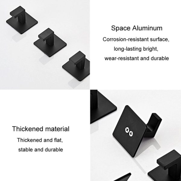 Thickened Solid Hooks Toilet Clothes Hooks Aluminum Free Perforation Wall Clothes Hat Hanger, Model Number: 9524 - Image 4
