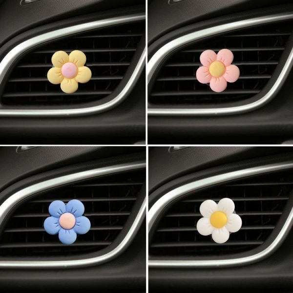 Candy-colored Ffive-petal Flower Car Air Vent Aromatherapy Decorative Clip, Color: Yellow - Image 2