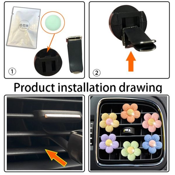 Candy-colored Ffive-petal Flower Car Air Vent Aromatherapy Decorative Clip, Color: Yellow - Image 5