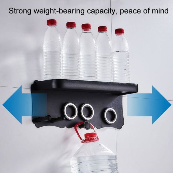 Wall Mounted Hair Dryer Holder Hole-Free Bathroom Space Aluminum Multifunctional Shelf, Style: Simple Silver - Image 6