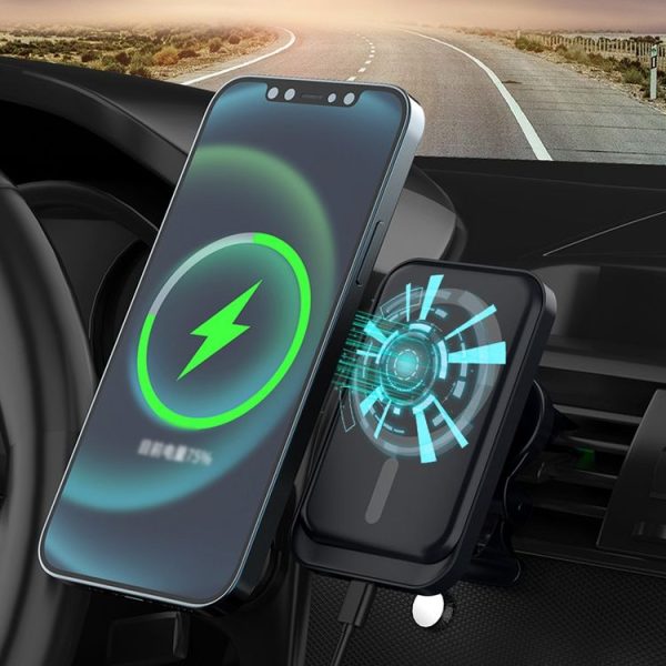 Magsafe Car Air Vent Wireless Charger Cell Phone 15W Fast Charger (White) - Image 2