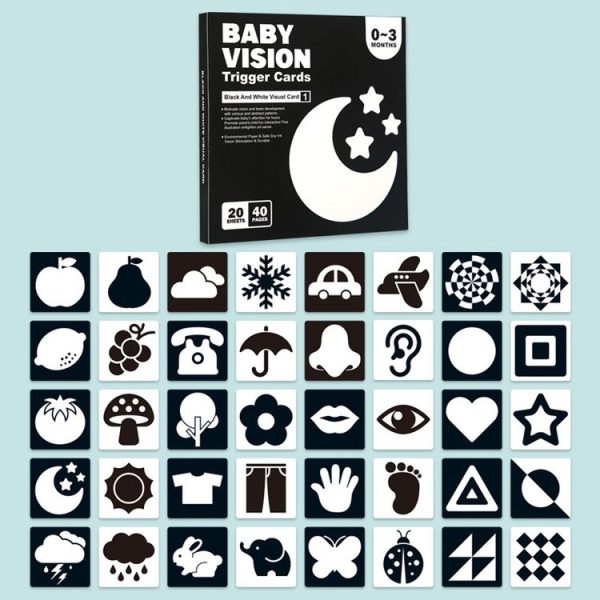 20pcs / Book Baby Early Learning Card Children Eye Care Visual Stimulation Card, Style: 1-order Black And White