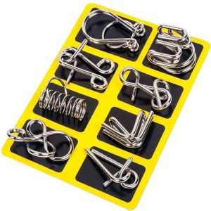 8pcs / Set Intelligence Unlocking Kids Puzzle Nine Links Toys, Style: A Model Yellow