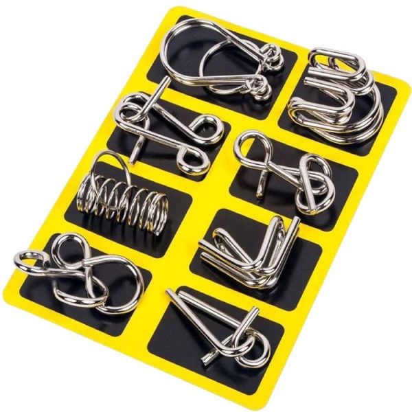 8pcs / Set Intelligence Unlocking Kids Puzzle Nine Links Toys, Style: A Model Yellow