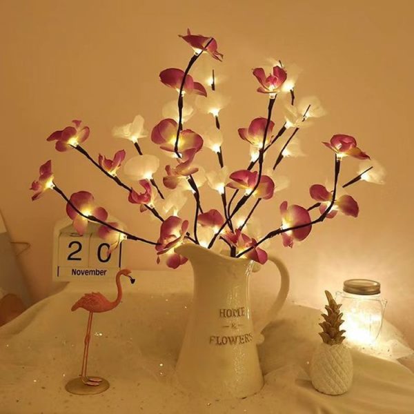 Butterfly Orchid Chandelier Room Bedroom Decoration Vase Lamp (White) - Image 5