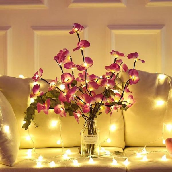 Butterfly Orchid Chandelier Room Bedroom Decoration Vase Lamp (White) - Image 6