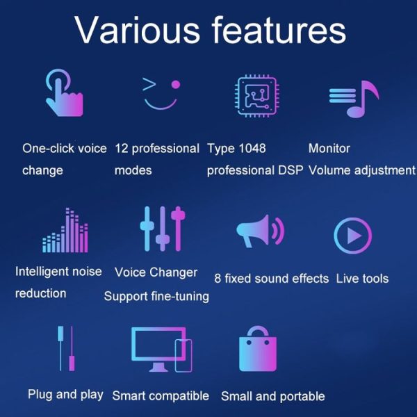 S9 Mobile Phone Computer Live Sound Card Voice Changer Game Karaoke Recording Audio Transformer (English) - Image 5