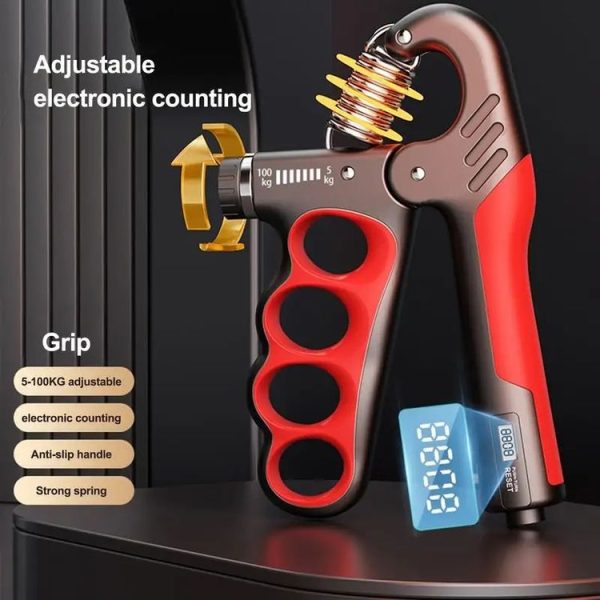 5-100kg Adjustable Hand Grip Strengthener Arm Muscle Exerciser, Spec: Electronic Counter Orange - Image 3