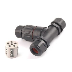 Outdoor T-Wire Terminal Block Five Pole Male And Female Docking Waterproof Connector (Black)