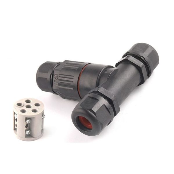 Outdoor T-Wire Terminal Block Five Pole Male And Female Docking Waterproof Connector (Black)