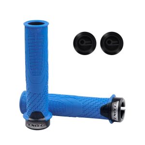 ENLEE 1pair Silicone Bicycle Covers Lockable Cycling Grips With Handlebar Blocking (Blue)