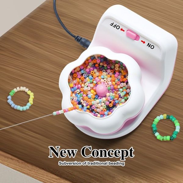 Electric Automatic Beading Machine DIY Handmade Bead Threading Machine Beading Tools Bead Stringer (Pink) - Image 10