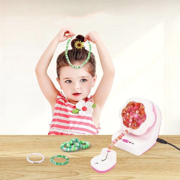 Electric Automatic Beading Machine DIY Handmade Bead Threading Machine Beading Tools Bead Stringer (Pink) - Image 2