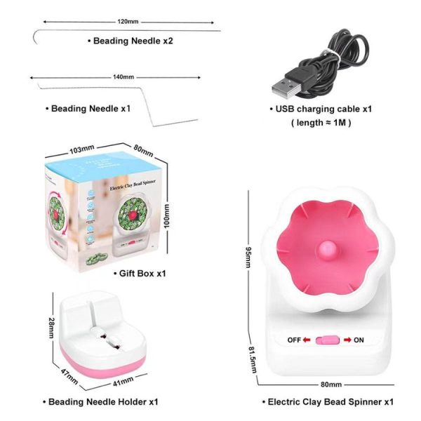 Electric Automatic Beading Machine DIY Handmade Bead Threading Machine Beading Tools Bead Stringer (Pink) - Image 3