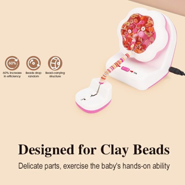 Electric Automatic Beading Machine DIY Handmade Bead Threading Machine Beading Tools Bead Stringer (Pink) - Image 5