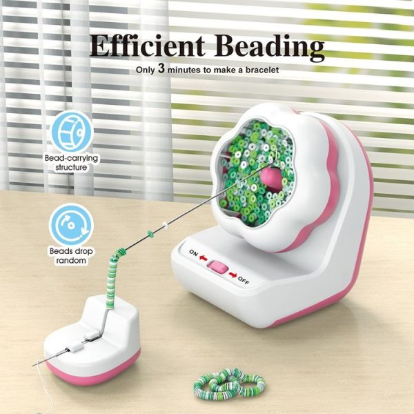 Electric Automatic Beading Machine DIY Handmade Bead Threading Machine Beading Tools Bead Stringer (Pink) - Image 6