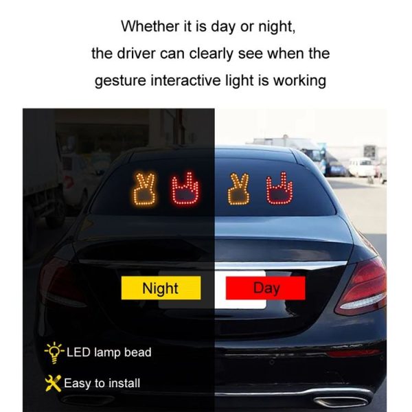 Car Interactive Finger Light Multi-function Warning Anti-rear Collision Light (Scissor Hand) - Image 5