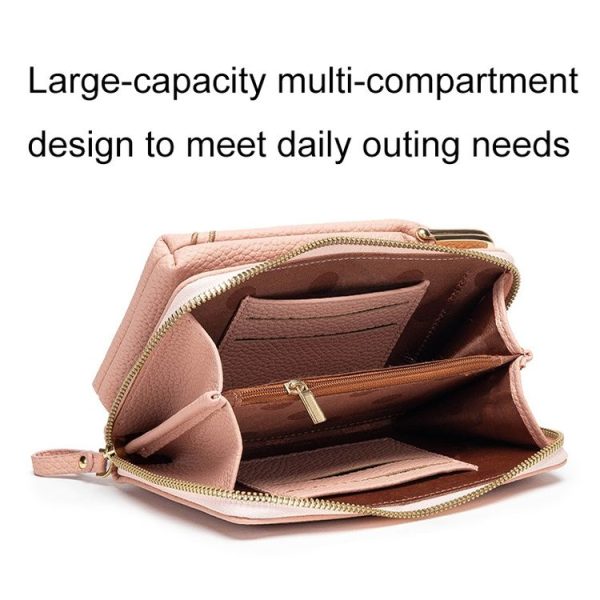 Mini Embroidered Single-shoulder Phone Bag Crossbody Long Ladies Wallet, Color: Gray - Image 4