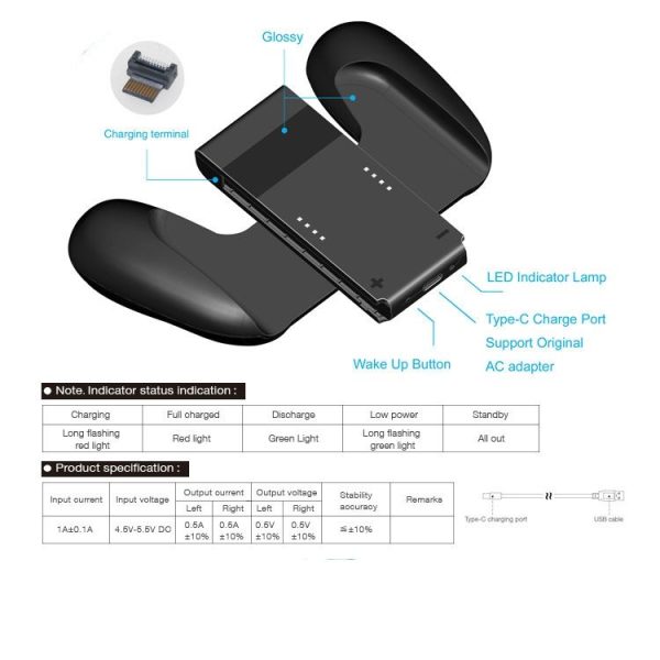 DOBE TNS-880 For Switch Joy-Con Small Handle Charging Handlebar Gaming Handle Bracket Grip (Black) - Image 4