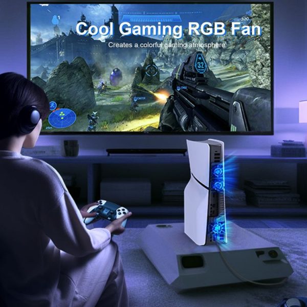 JYS-P5175 For PS5 Slim Host Optical Drive / Digital Version Universal With RGB Colorful Light Cooling Fan - Image 7