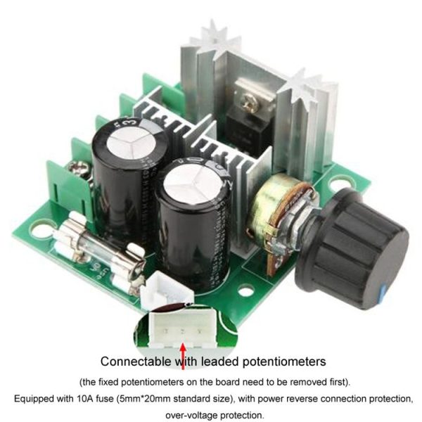 12V-40V 10A DC Motor Speed Controller PWM Stepless Speed Switch, Style: Without Stand - Image 7